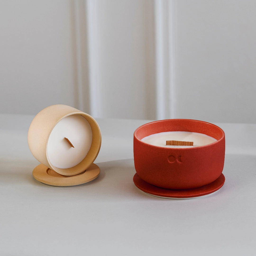 Bougie florale en céramique – Ambre