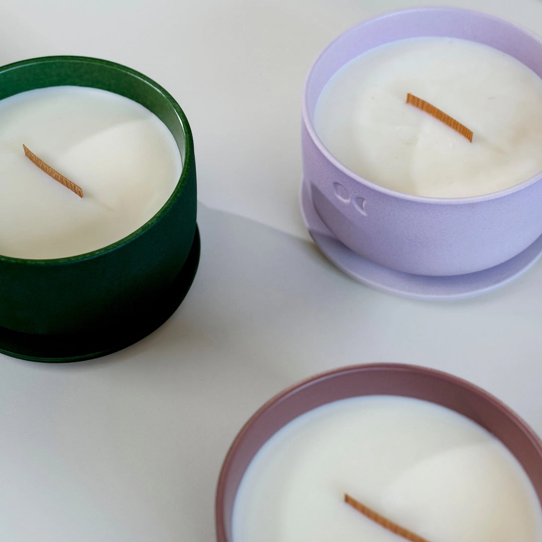 Bougie florale en céramique – Genévrier Lavande