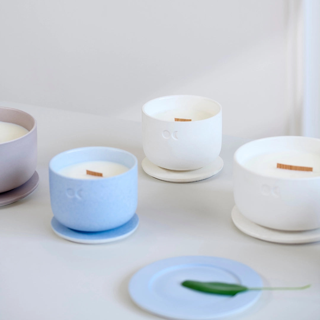 Bougie florale en céramique – Citronnelle Bergamote
