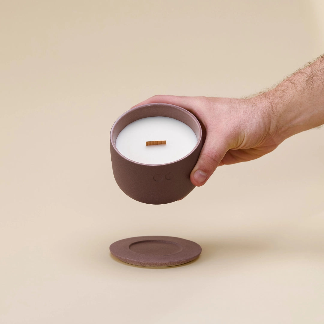 Bougie florale en céramique – Citron vert, basilic et agrumes