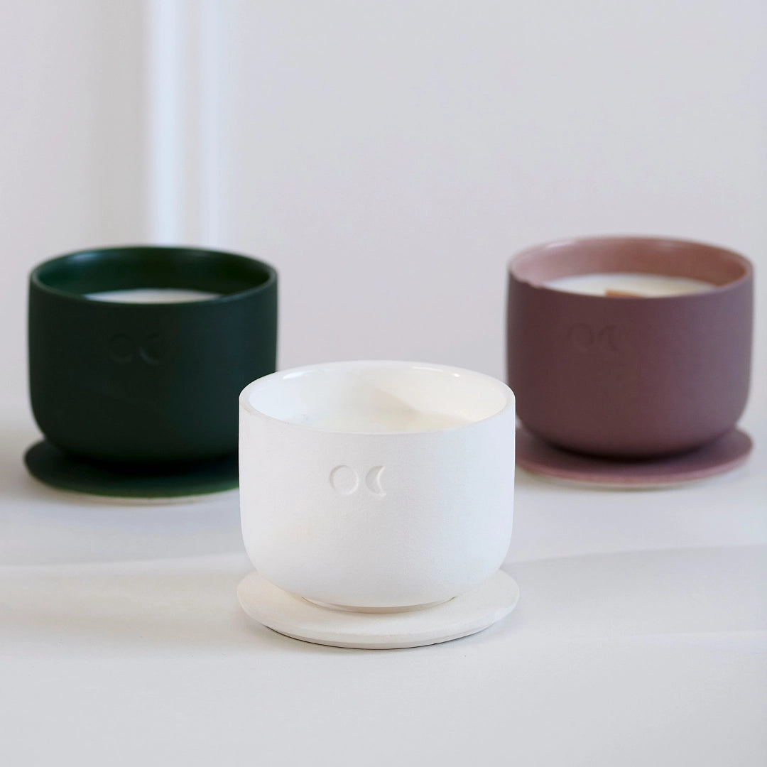 Bougie florale en céramique – Citron vert, basilic et agrumes