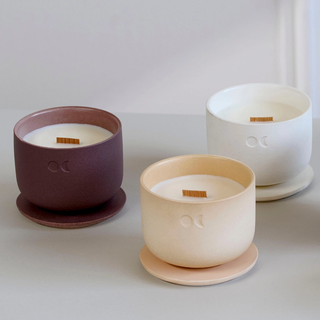 Bougie florale en céramique – Citron vert, basilic et agrumes