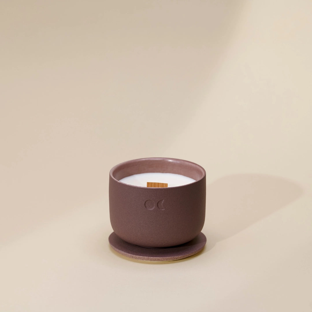 Bougie florale en céramique – Citron vert, basilic et agrumes